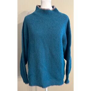 ALPS Vintage 80s Retro Mockneck Wool Textured Knit Sweater Ski Bunny Size S